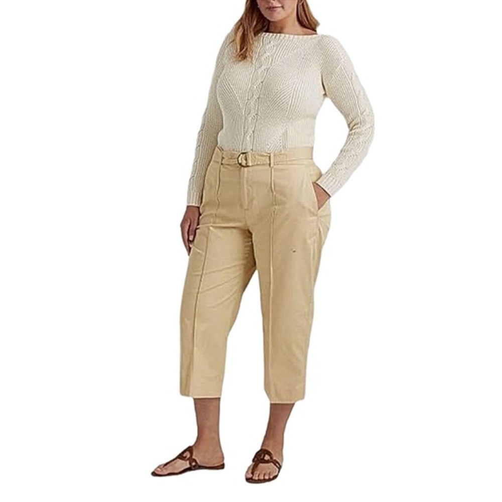 Lauren Ralph Lauren’s Micro-Sanded Twill Belted Wide-Leg Pant size 22W NWT